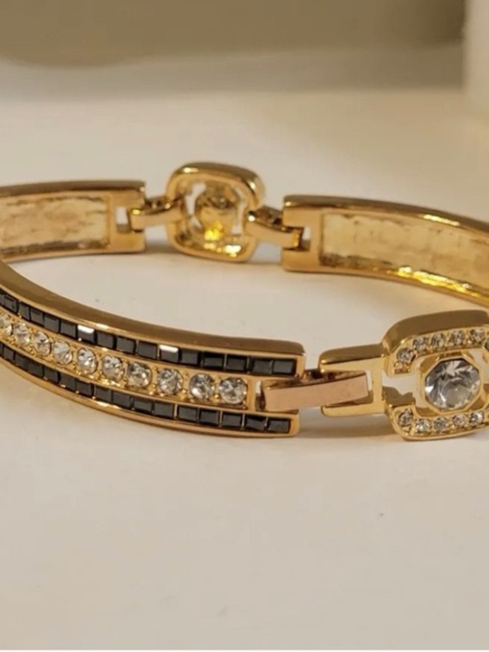 Camrose & Kross Gold-Tone Crystal & Black Stone Bracelet Inspired By JBK-NIB
